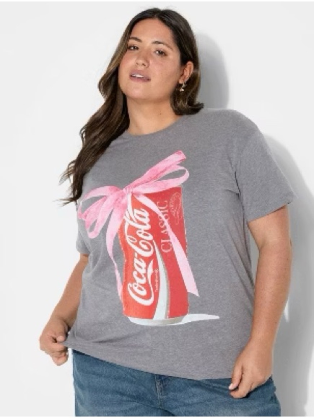 Coca Cola Dark Grey Coquette Bow Tee Tshirt